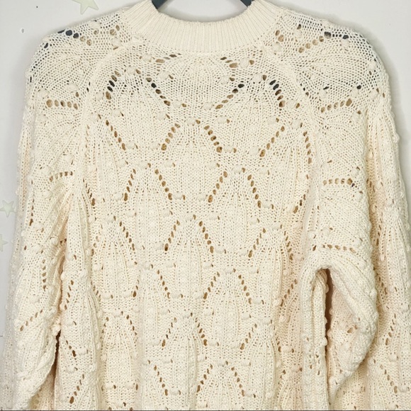 H & M  cream cotton swis dot open knit sweater - Picture 4 of 10